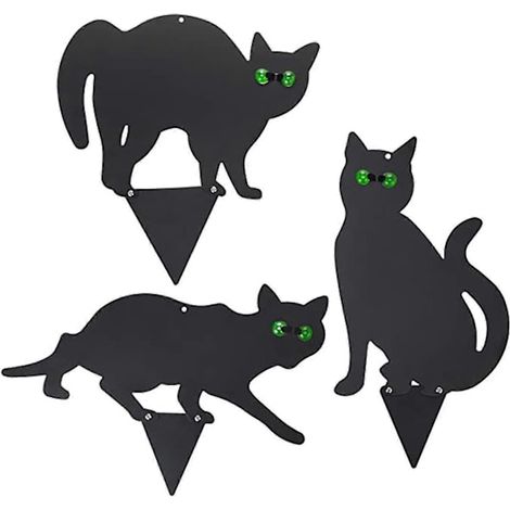 Ensemble de figurines de chat (3 pièces), design réaliste de chat en 2D avec des yeux réfléchissants, peut être utilisé comme décoration de sol. (1/5)