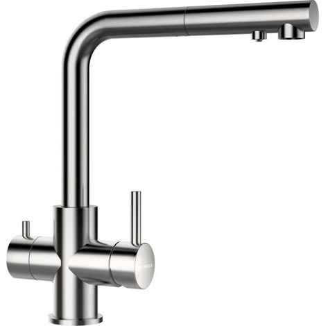 SCHOCK Vitus - Spültischarmatur mit ausziehbarem Auslauf und mit Filterfunktion, Edelstahl 560120EDM (1/5)