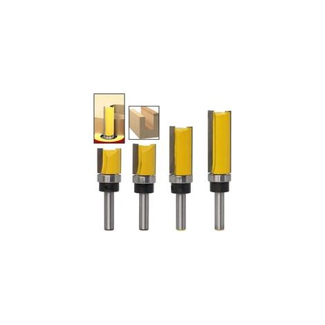 4 pièces fraises de copiage droites pour fraisage de bout, queue de 8 mm, diamètre 19,05 mm, avec roulement intégré, outils de fraisage bois pour usage domestique (1/5)