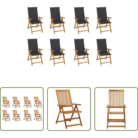 Klappstühle - Klappbare Gartenstühle mit Kissen 8 Stk. Massivholz Akazie (1/5)