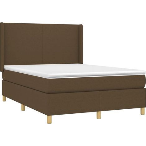 vidaXL Sommier à lattes de lit avec matelas Marron foncé 140x200 cm (1/5)