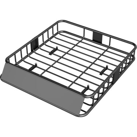 Barres de toit universelles avec pare-brise, porte-bagages en acier, support de charge jusqu'à 90,7 kg, compatibles SUV et pick-up, 110,5 x 99,5 x 18,5 cm, noir