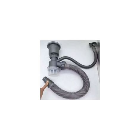 Siphon pour lavabo en acier inoxydable 304 Sjqka – anti-bouchon & anti-odeur, installation sans outil, compatible avec tous éviers standards (1/5)