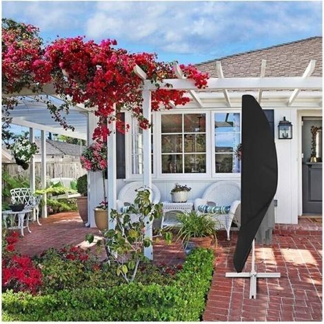 Housse de parasol noir 265x50x70x40CM Imperméable extérieur (1/3)