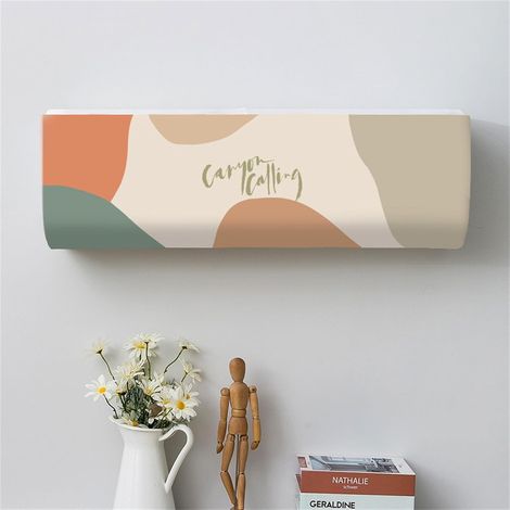 Cache Climatiseur Interieur Suspendu, Style Bloc Couleur Couvercle Climatiseur Anti-Poussière Élastique Housse de Protection Climatiseur Universel (103x24x32cm-Plus 3p,Marron Clair) (1/5)