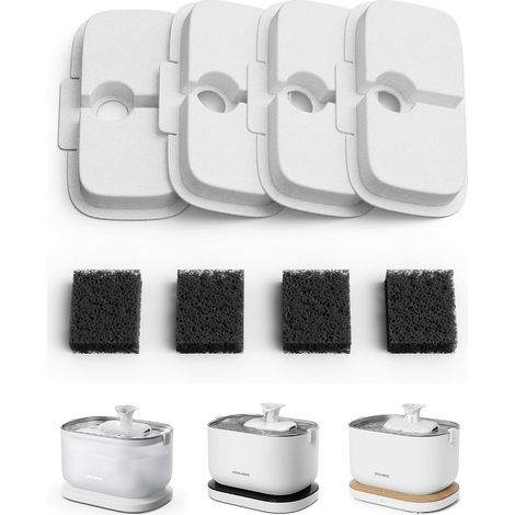 PETLIBRO Pack de 4 Filtres de Remplacement pour Fontaine à Eau Chat Dockstream PLWF005 PLWF115 PLWF105, Filtration Verticale Multicouche avec Éponges de Préfiltration (1/5)