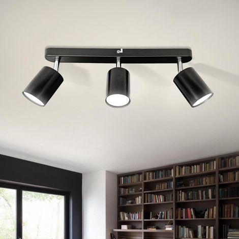 Plafonnier 3 Spot Orientables, angle réglable Plafond Spot Blanc Froid 6000K 430LM 5W, Plafond Lampe Noir Orientable Peut être Monté au Plafond ou au mur (1/5)