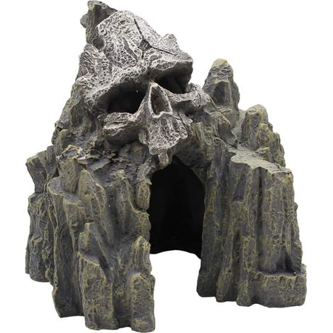 Rock Skull Resin Terrarium Ornament for Aquarium Habitat Decoration Fish Hideout
