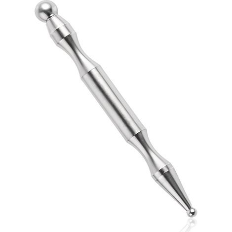 Pluma de acupuntura de doble cabezal Merdian con masajeador de mano de acero inoxidable - Dispositivo de masaje de tejido profundo - Barra de activación para relajación de todo el cuerpo (1/5)