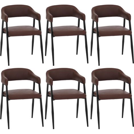 Lot de 6 chaises de salle à manger HWC-P29, chaise de cuisine, chaise à dossier, chaise rembourrée, style industriel rét (1/5)
