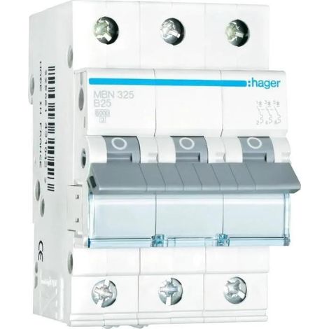 Hager MBN325 interruptor automático 3 polos blanco 25 A carril DIN
