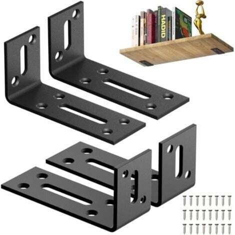 [JAMAIS UTILISÉ] 4 supports noirs en L 80 x 40 mm, angle de montage à 90°, adaptés aux bureaux, bibliothèques - résistants à la corrosion, stables et durables (1/4)