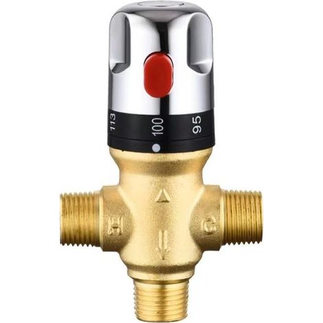 Mitigeur thermostatique réglable de salle de bains mitigeur d'eau en laiton vanne de contrle de température de mélange d'eau chaude/froide (1/5)