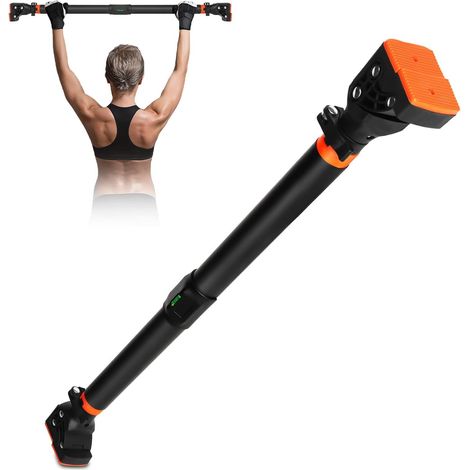 Barre de traction réglable (95-120 cm), sans perçage, barre de traction avec tapis antidérapant et fermeture de sécurité pour le fitness à la maison, maximum 200 kg (1/5)