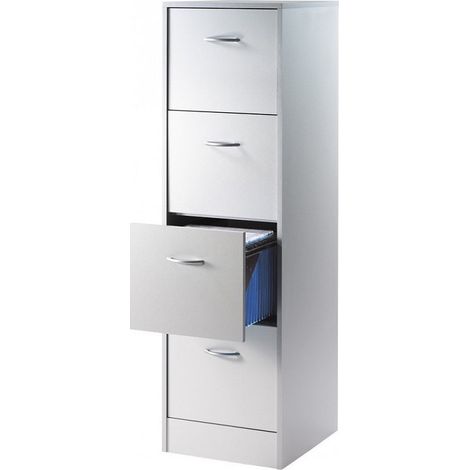 Classeur 4 tiroirs pour dossiers suspendus gris Office H140cm (1/3)