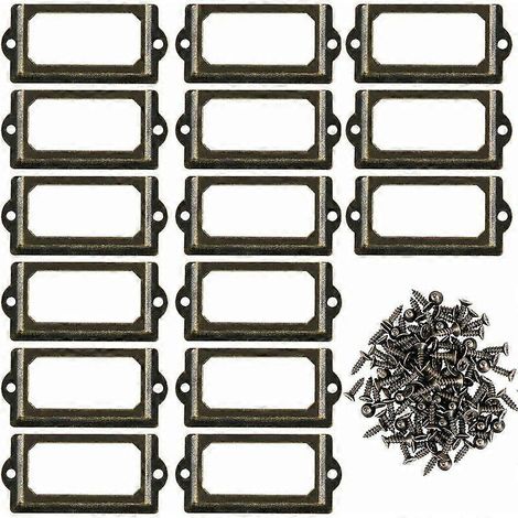 30 porte-étiquettes métalliques pour meubles, tiroirs, armoires, cartes, plaques nominatives, cadres avec vis (1/5)