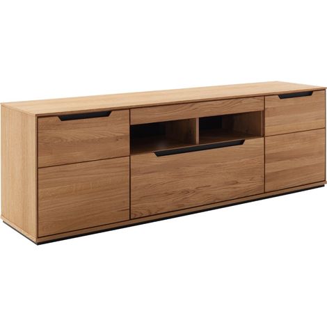 Meuble TV 2 portes + 1 tiroir coloris chêne sauvage - Longueur 193 x Profondeur 46 x Hauteur 62 cm (1/5)