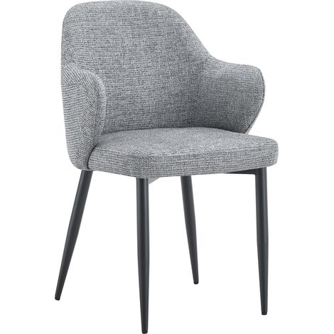 GagaLot de 2 chaises de salle à manger en tissu gris, dossier enveloppant (1/5)