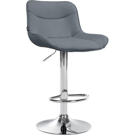 Sgabello da bar x1 girevole forma ergonomica cuciture decorative PVC grigio struttura in metallo cromato 100006578