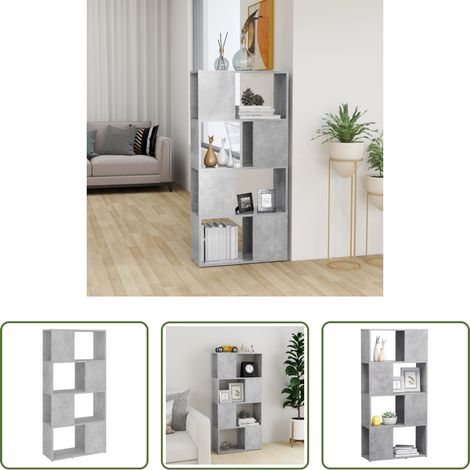 vidaXL Betonfarbe - Bücherregal/Raumteiler Betongrau 60x24x124,5 cm (1/5)