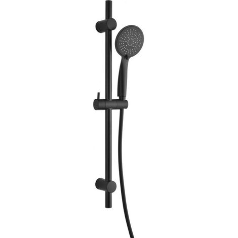 Ensemble Barre de Douche & Pommeau "5 Positions" 24cm Noir (1/5)