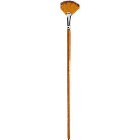 Pinceaux à têtes variées pour différentes techniques de peinture sur toile : pointes plates, en éventail ou rondes, manche en bois, multicolores. (1/5)