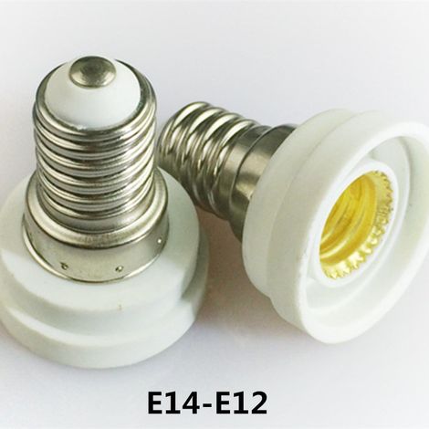 Fourniture de douilles et de supports de lampe E14-E12 allongés, convertissant un grand culot à vis en un petit culot à vis, en PBT ignifugé et respectueux de l'environnement. (1/5)