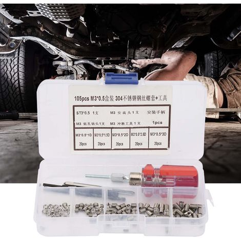 Kit de réparation de filetage en acier inoxydable (105 pièces) : inserts et douilles (M30,5). (1/5)