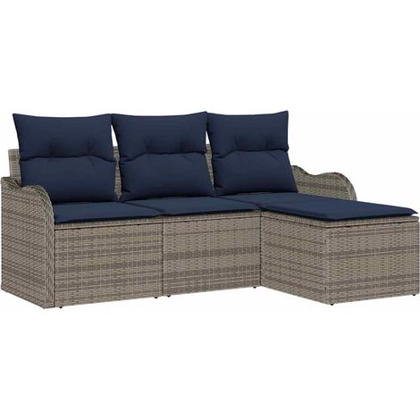 Conjunto de sofá de jardín Gris ratán sintético vidaXL (1/5)