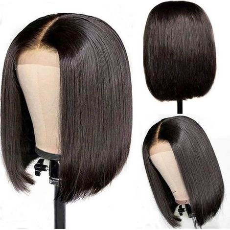 Femmes Fille Courte Perruque Synthétique Droite Qualité Cheveux Naturel Partie 12.5 pouces g7382 (1/4)