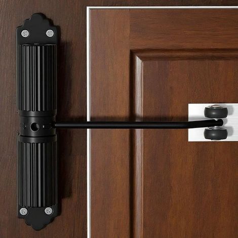 Ferme-porte automatique monobloc intérieur et extérieur, adapté pour portes intérieures, bureaux et portails de jardin - finition noire (1/5)