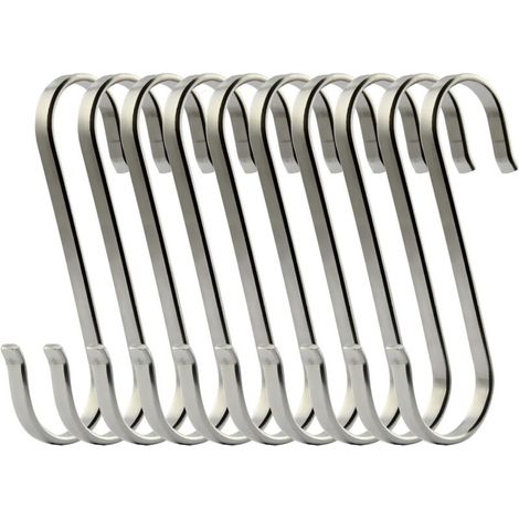 Lot de 10 Crochets en S de Suspension en Acier Inoxydable pour la Batterie de Cuisine ou à Viande Boucher
