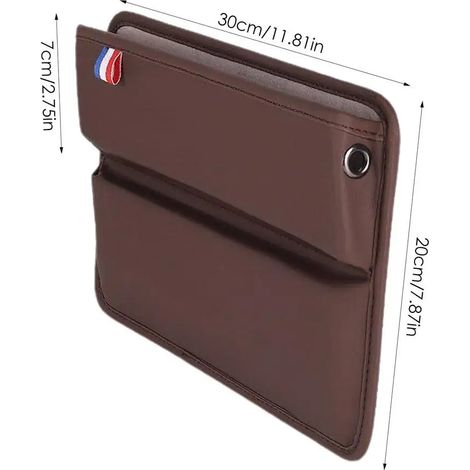 (Marron) Organisateur de siège auto avec compartiment pour siège, boîte de rangement pour fente, support pour portefeuille et téléphone. (1/5)