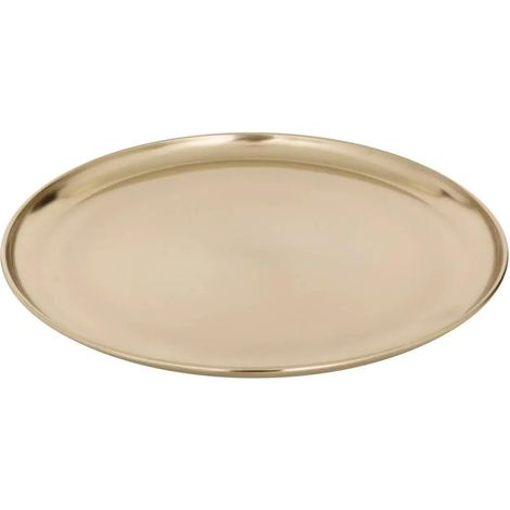 Plateau Déco - 1 Unité - Acier - Finition Dorée - Table - Diamètre 37 cm