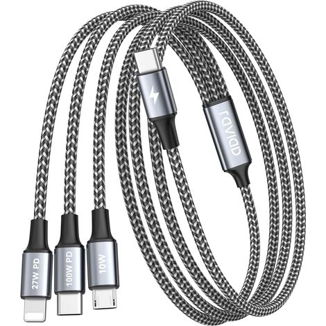 100W Câble Chargeur Multi Embout [1.2M] Cable Multi USB C vers USB C (1/5)
