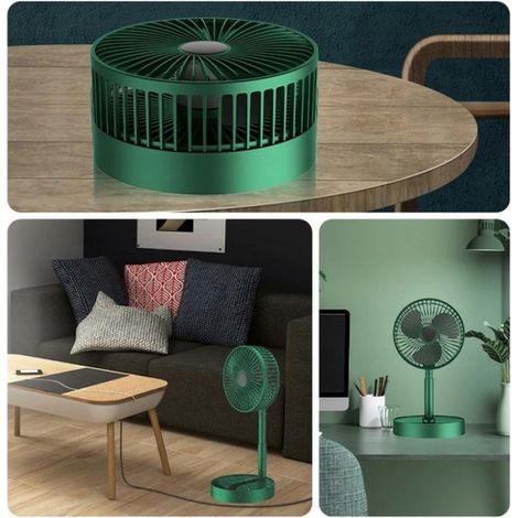 1 Ventilateur, sans fil, 3 vitesses, batterie 1200 mAh, pliable, bureau maison (1/5)