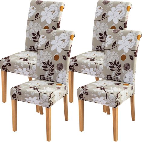 Lot de 4 Housses de Chaise de Salle à Manger imprimées pour chaises de Bureau, banquets de Mariage, fête (1/5)