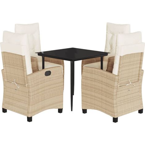 Maison Exclusive - 5-tlg. Garten-Essgruppe mit Kissen Beige Poly