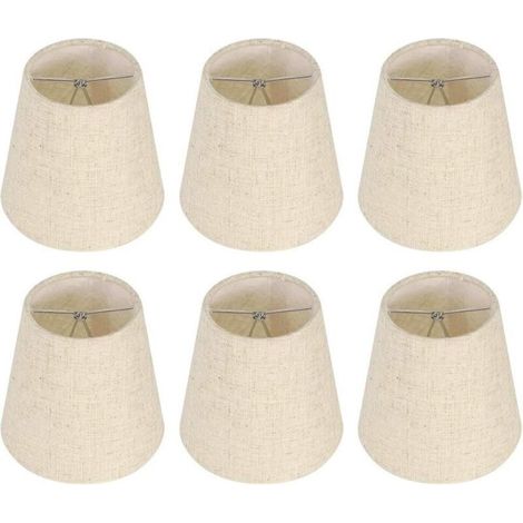 Werbe-Set mit 6 kleinen Lampenschirmen, Lampenschirme aus Jute-Canvas mit Klemmbirnen für Tisch- und Stehlampen, beigefarbene skandinavische Kronleuchter-Lampenschirme, 8,9 x 14 x 13,2 cm