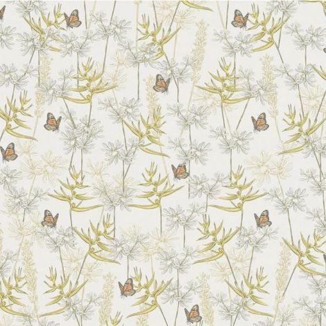AS Creation Drawn into Nature White Wallpaper Butterflies Floral Flowers