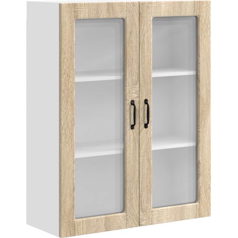 Wall Glass Cabinet PORTO Sonoma Oak 80 x 31 x 100 cm vidaXL