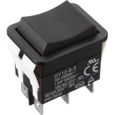 Interrupteur à bascule HY12-9-3 Interrupteur à bascule à arc 6 broches 125/250 V 18/20 A, qualité industrielle, composants électriques KODU (1/4)