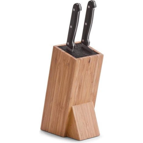 Zeller 25328 - Cepo portacoltelli con Inserto in setole, Legno di bambù, 9,5 x 15 x 23,5 cm