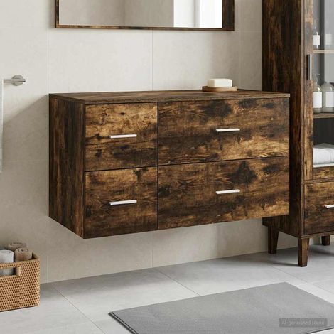 vidaXL Bathroom Furniture Set 2 pcs Smoked Oak Engineered Wood (1/5)