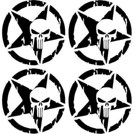 CCYKXA  Autoaufkleber, 15 cm x 15 cm, Fünf-Sterne-Totenkopf, strafende Persönlichkeit, Karosserie-, Stoßstangen- und Motorhaubenaufkleber, geeignet für LKWs und Motorräder.