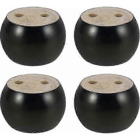 Ensemble de 4 pieds de meubles ronds en bois, de 5 cm de hauteur, compatibles avec canapés, lits, fauteuils et armoires, avec vis et sangles (noires). 26-27 (1/5)