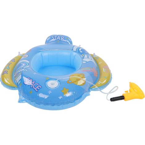 Siège de bain gonflable enfant en PVC respectueux de l'environnement flotteur de sécurité pour 1 à 5 ans bleu avec 2 rustines (1/5)
