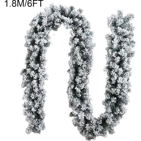 Guirlande De Noël En Plastique - Flocage Neige Artificielle - Pour Décoration Intérieure Et Extérieure - 1,8 M Et 2,7 M (1/5)