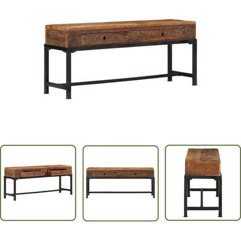 The Living Store Meuble TV 110x30x46 cm bois massif de récupération - Meubles Tv - Meuble Tv - Support Tv - Buffet Tv - Meubles Design (1/5)
