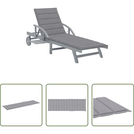 Chaise longue bois - Chaise longue de jardin avec coussin Bois d'acacia solide (1/5)